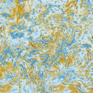 Papier Peint Marbre Fluide Bleu Doré Effet Liquide Luxueux