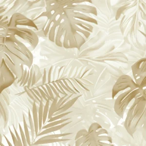 Papier Peint Tropical Doré Feuilles Exotiques Ambiance Luxueuse