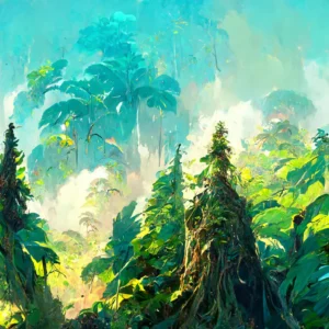 Papier Peint Forêt Tropicale Luxuriante aux Nuances Émeraude