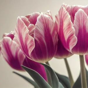 Papier peint tulipes roses et blanches style romantique vintage