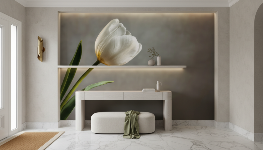 Tulipe Blanche Élégante sur Fond Doux et Naturel - Entrée