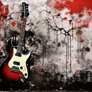 Papier Peint Guitar Rock Grunge Effet Mur Urbain Dégradé