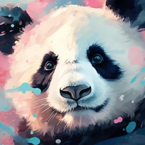 Panda Artistique Aquarelle Multicolore Fond Éclaboussures Pastel