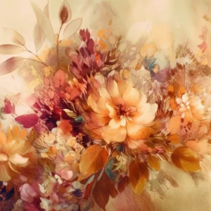 Papier Peint Floral Aquarelle Tons Chauds Automne Explosion Artistique