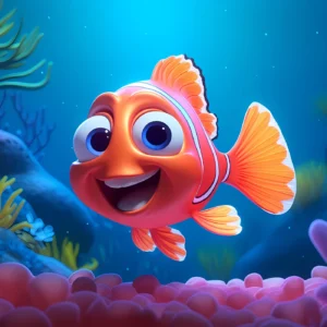 Papier Peint Poisson Clown Océan Enfant Cartoon Sous-Marin Coloré