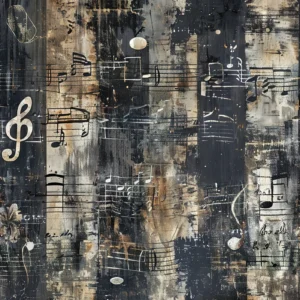 Papier Peint Musical Vintage Partition Notes Musique Grunge Industriel