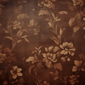 Papier peint floral vintage marron aux motifs botaniques élégants
