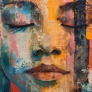 Papier Peint Portrait Artistique Abstrait Multicolore Street Art