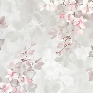 Papier peint floral romantique aux nuances roses et blanches délicates