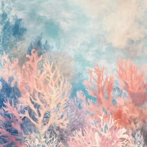 Papier peint corail sous-marin aux nuances aquatiques pastel
