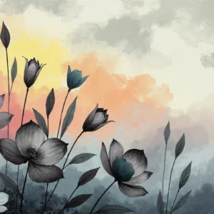 Papier peint floral artistique aux tons pastels et aquarelle moderne