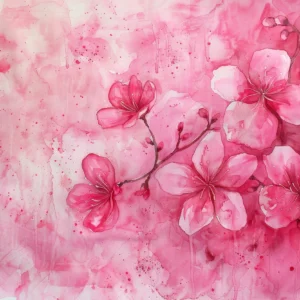 Papier peint aquarelle fleurs de cerisier roses délicates