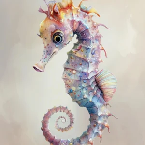 Papier Peint Hippocampe Fantastique aux Couleurs Irisées et Transparentes