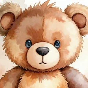 Papier Peint Ours en Peluche Aquarelle Doux Chambre Enfant