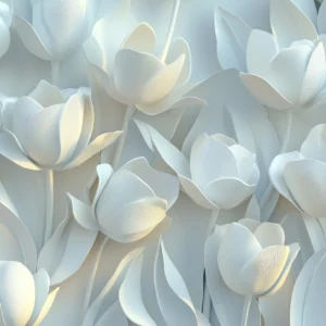 Papier peint tulipes blanches et beiges style moderne élégant