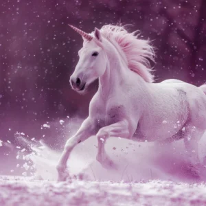 Papier Peint Licorne Magique Galaxie Violette Étoilée Fantastique