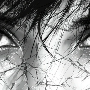 Papier peint artistique regard mystérieux aux yeux perçants noir et blanc