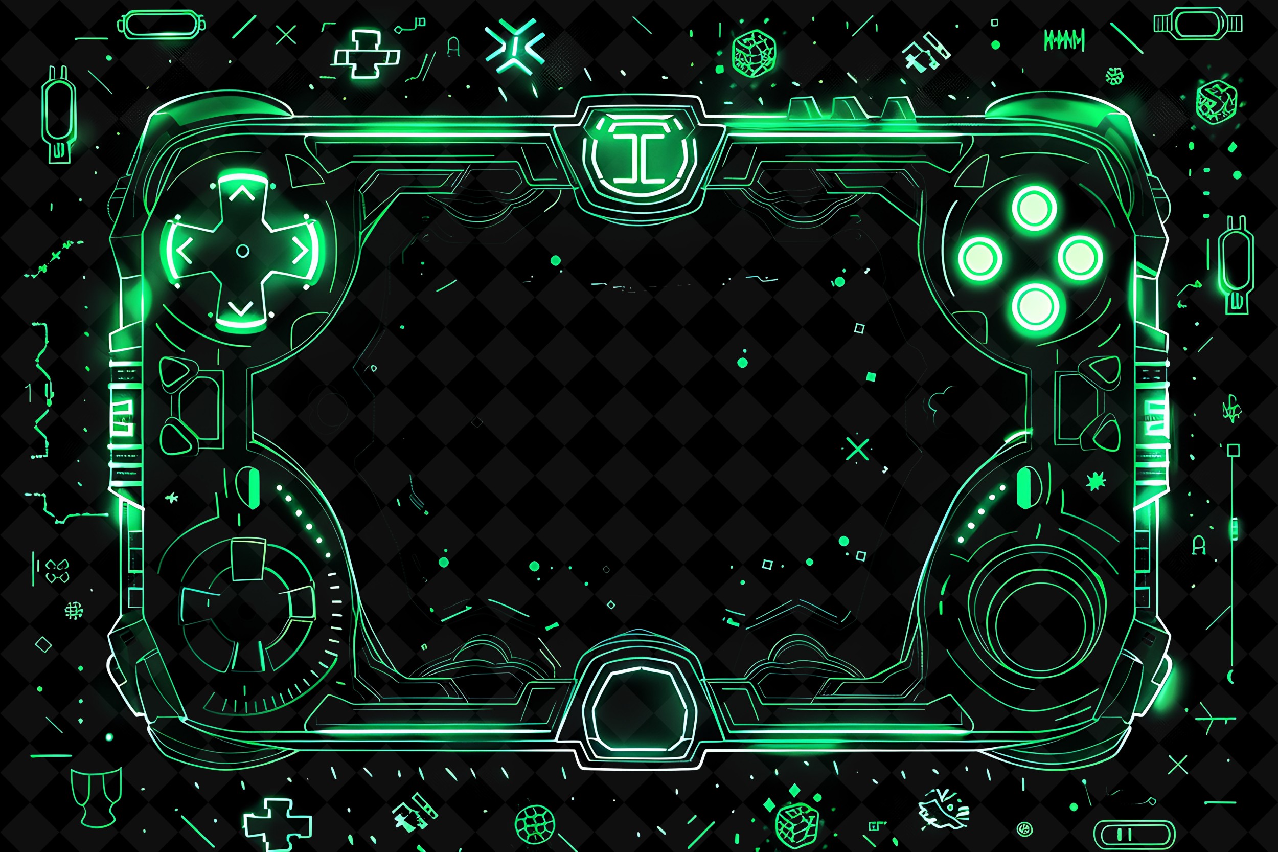 Papier Peint Gaming Controller Néon Vert Futuriste Technologique