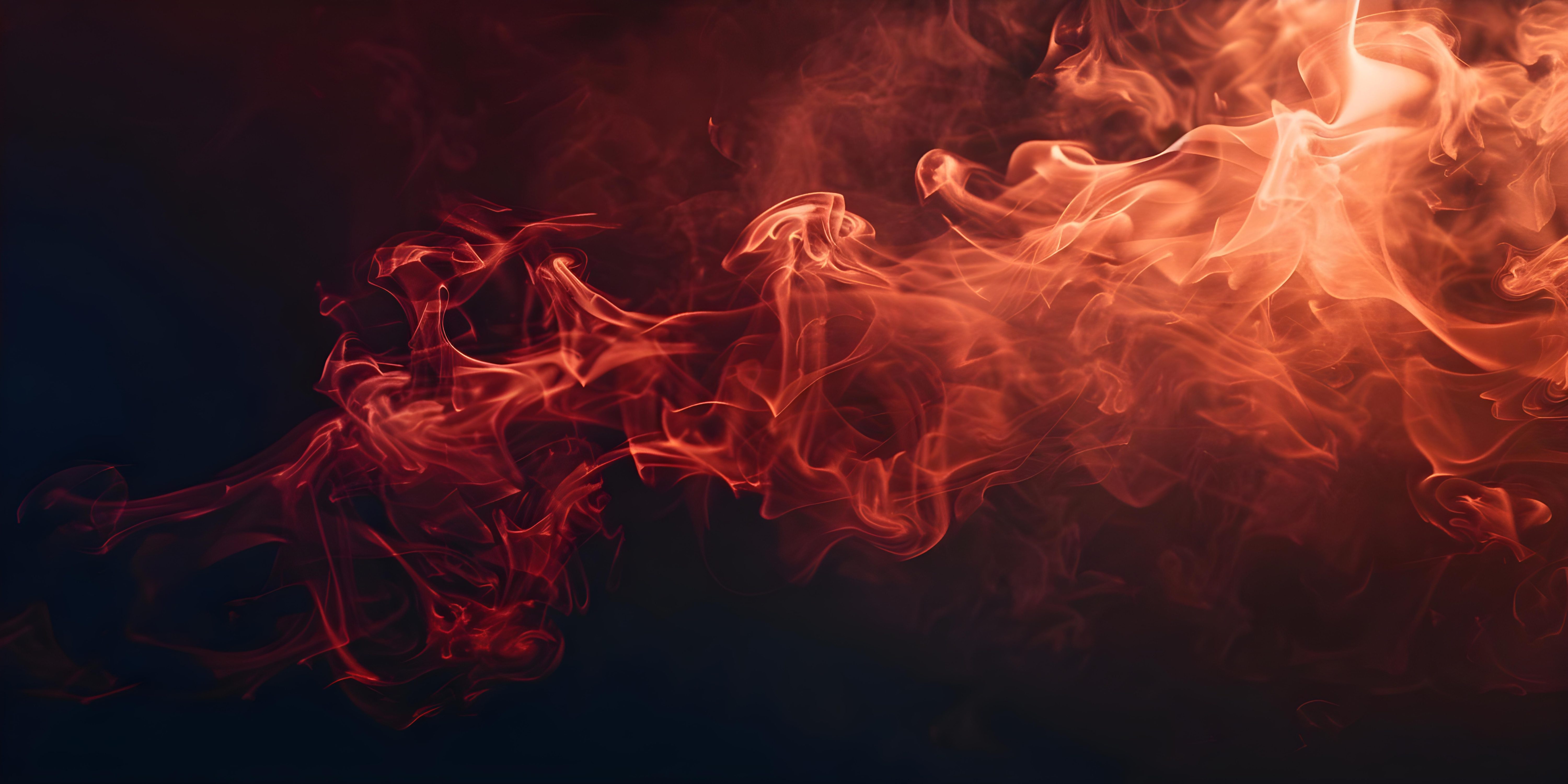 Papier Peint Flammes Rouges Orangées Effet Fumée Artistique
