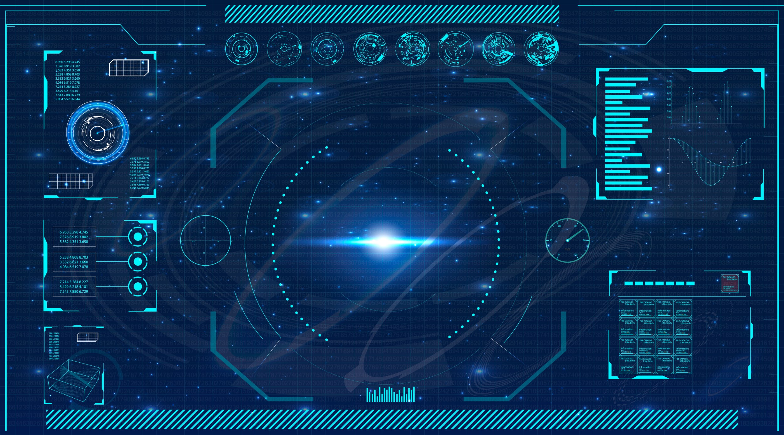 Interface Futuriste Holographique avec Galaxy et Éléments Technologiques
