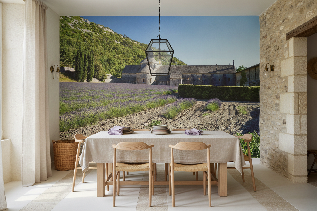 Abbaye Provençale avec Champs de Lavande et Paysage Montagneux - Salle à manger