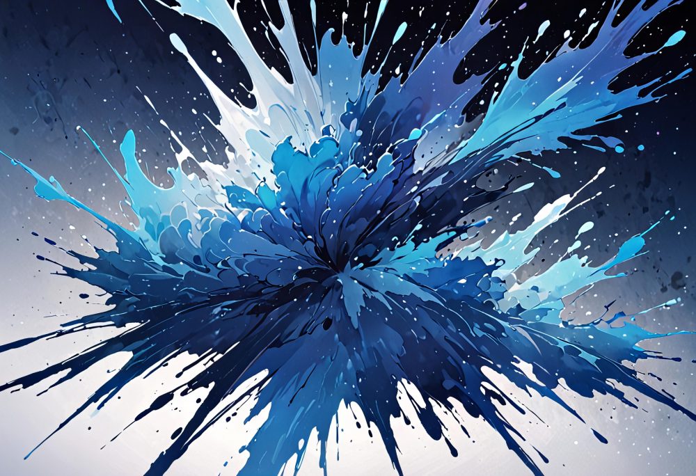 Papier Peint Explosion Abstraite Bleu Éclat de Peinture Moderne