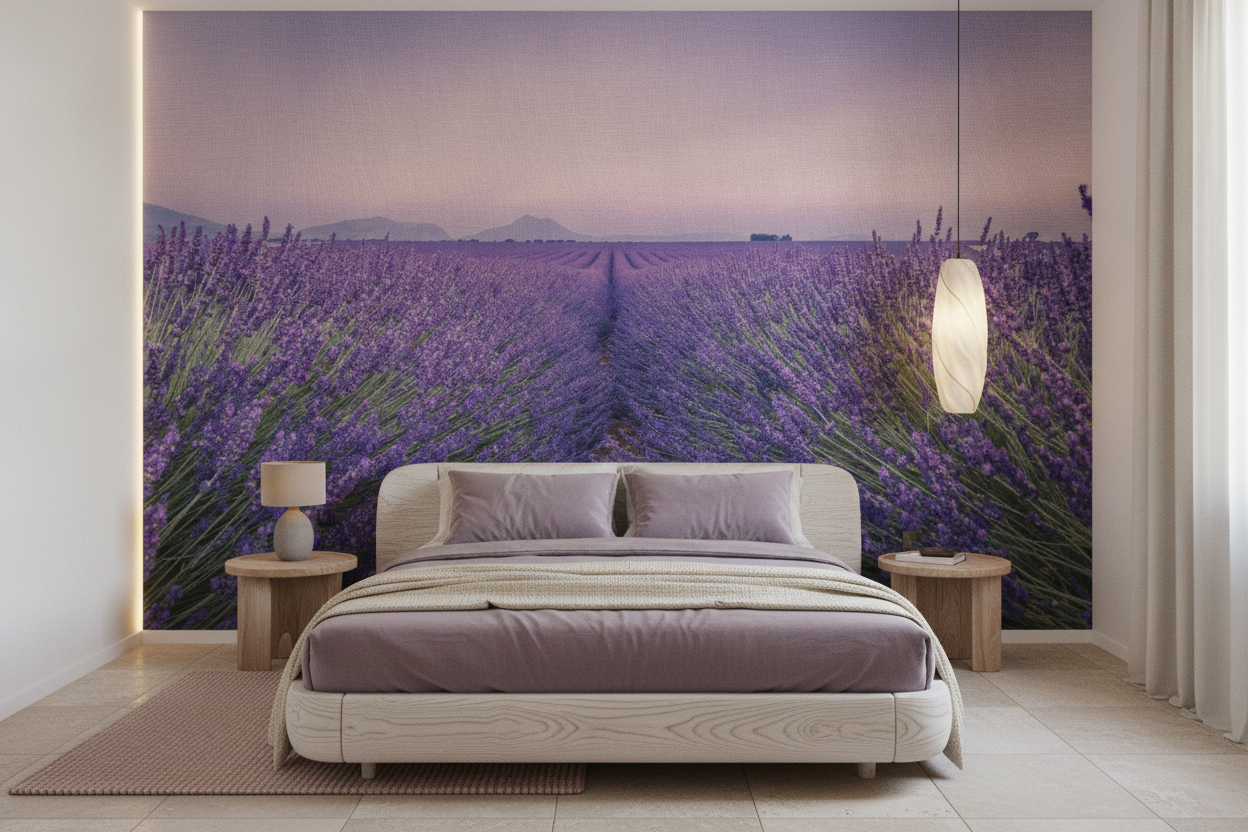 Champ de lavande au coucher du soleil en Provence - Chambre adulte