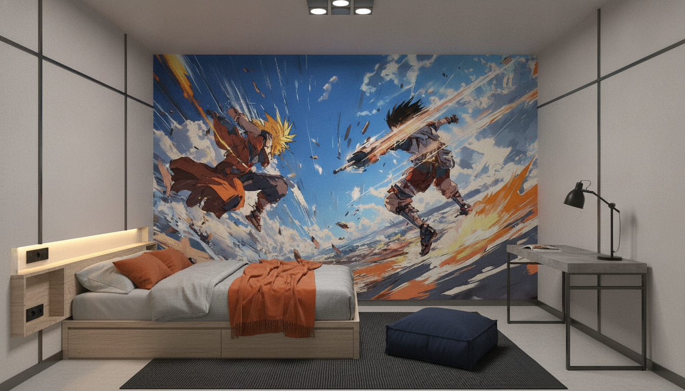 Combat Épique Anime Style Manga Action Héros Bataille Ciel Bleu - Chambre ado
