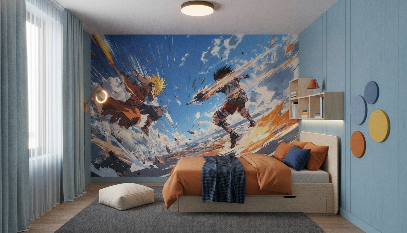 Combat Épique Anime Style Manga Action Héros Bataille Ciel Bleu - Chambre enfant