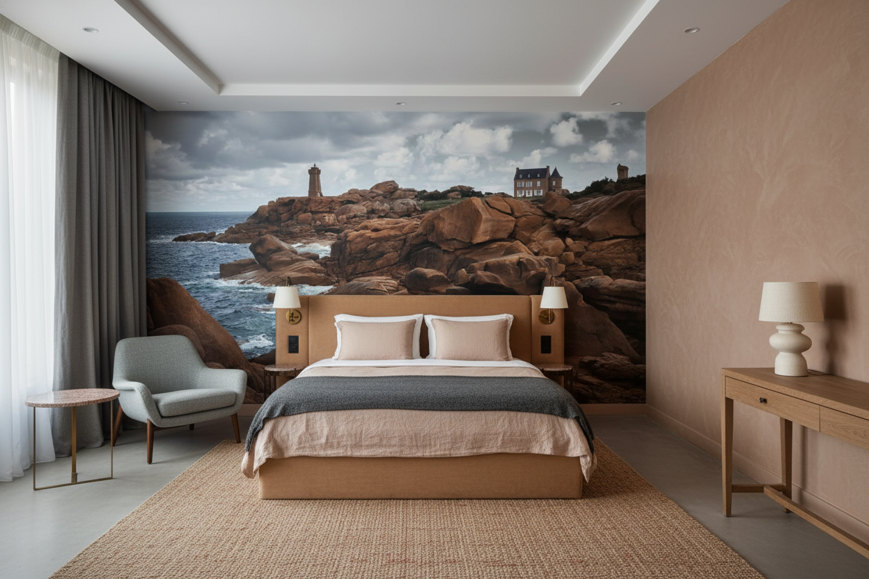 Côte Bretonne aux Rochers Roses et Phare Historique — Hôtel