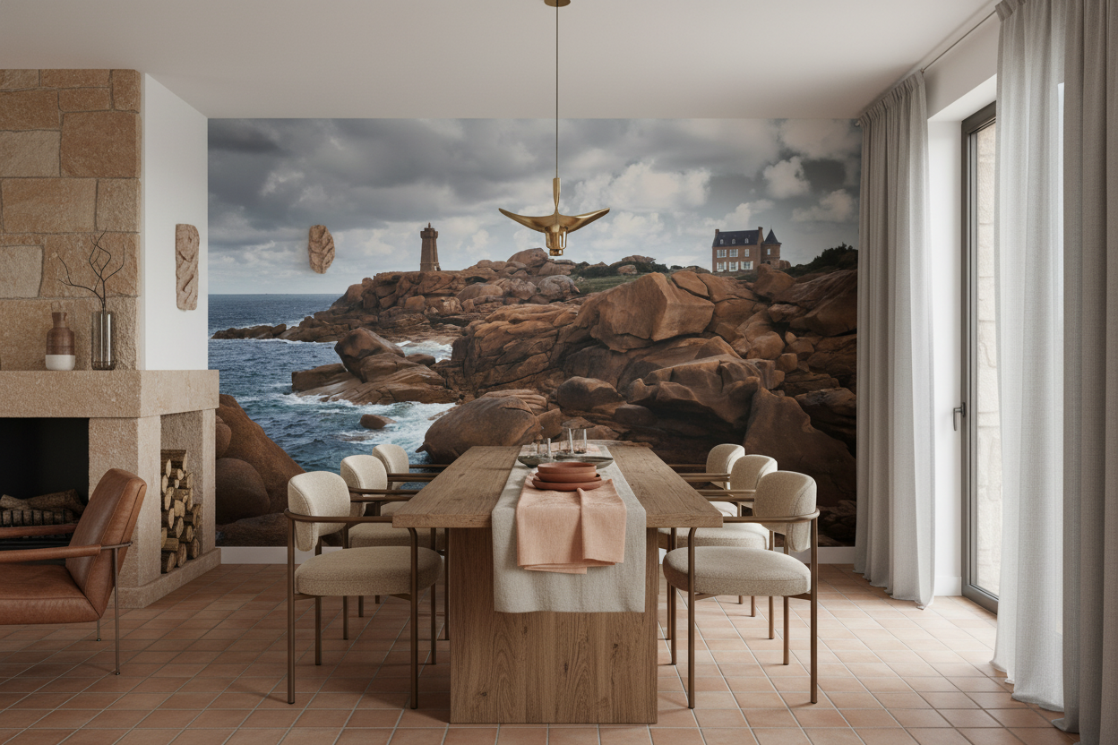 Côte Bretonne aux Rochers Roses et Phare Historique - Salle à manger