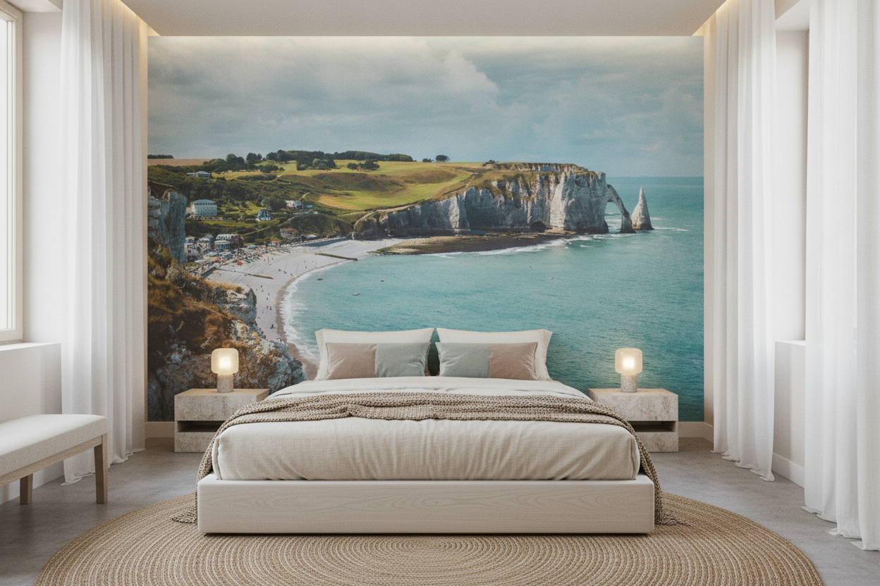 Falaises Blanches et Plage Turquoise Paysage Côtier Normandie - Chambre adulte