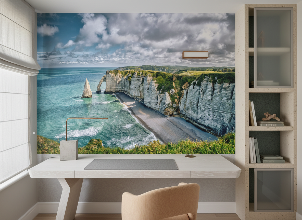 Falaises blanches majestueuses avec arche naturelle et plage secrète - Bureau