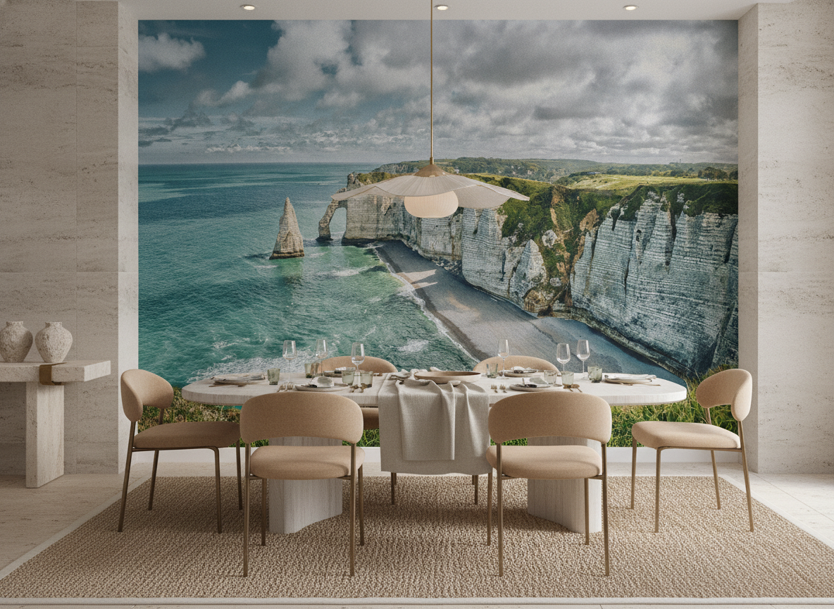 Falaises blanches majestueuses avec arche naturelle et plage secrète - Salle à manger