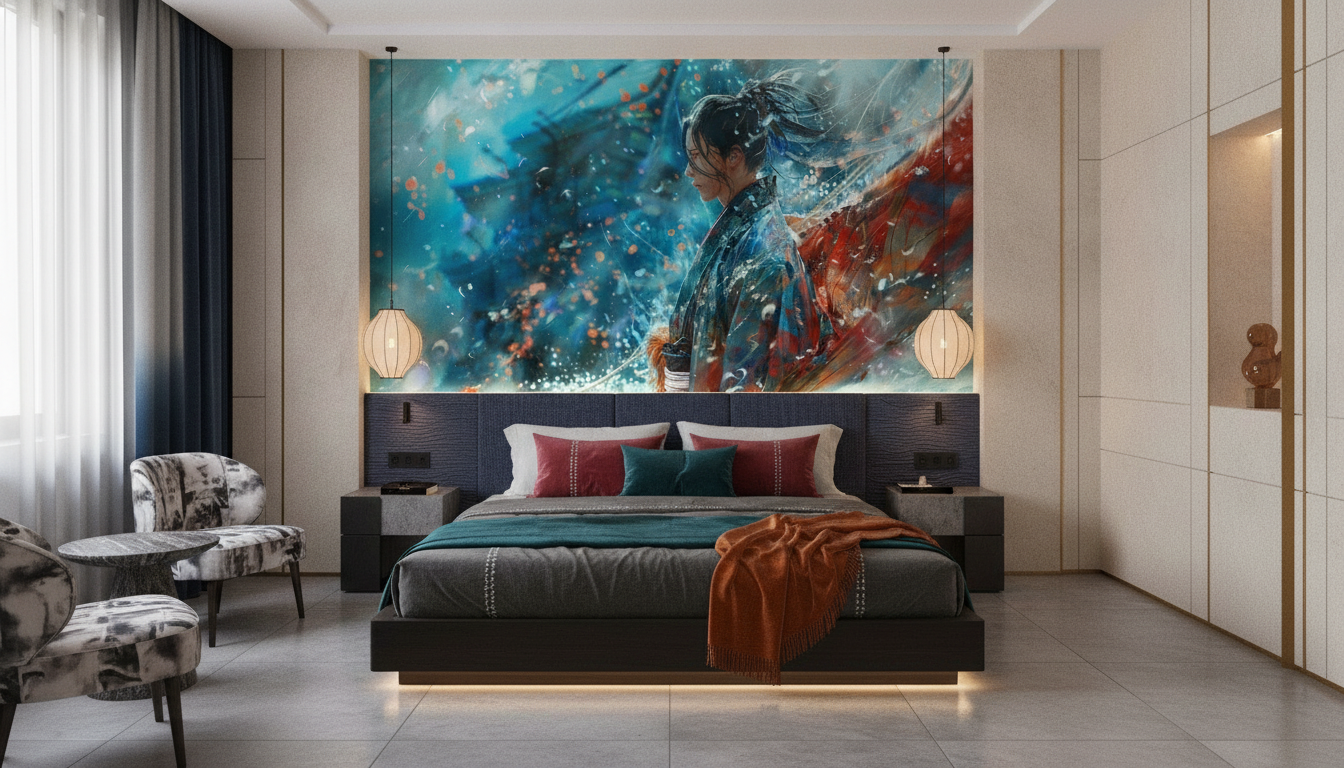 Guerrier Samouraï dans la Tempête aux Couleurs Éclatantes - Hôtel