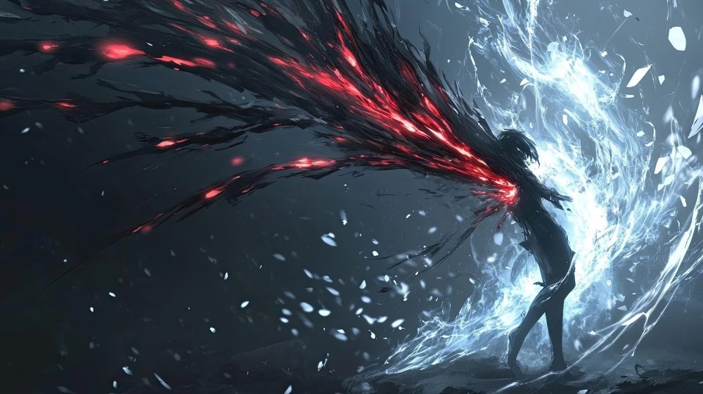 Papier Peint Fantastique Dragon Élémentaire Feu et Glace Épique