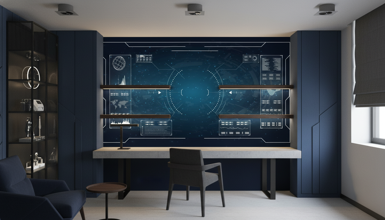Interface Technologique Futuriste Fond d'Écran Science Fiction Holographique - Bureau