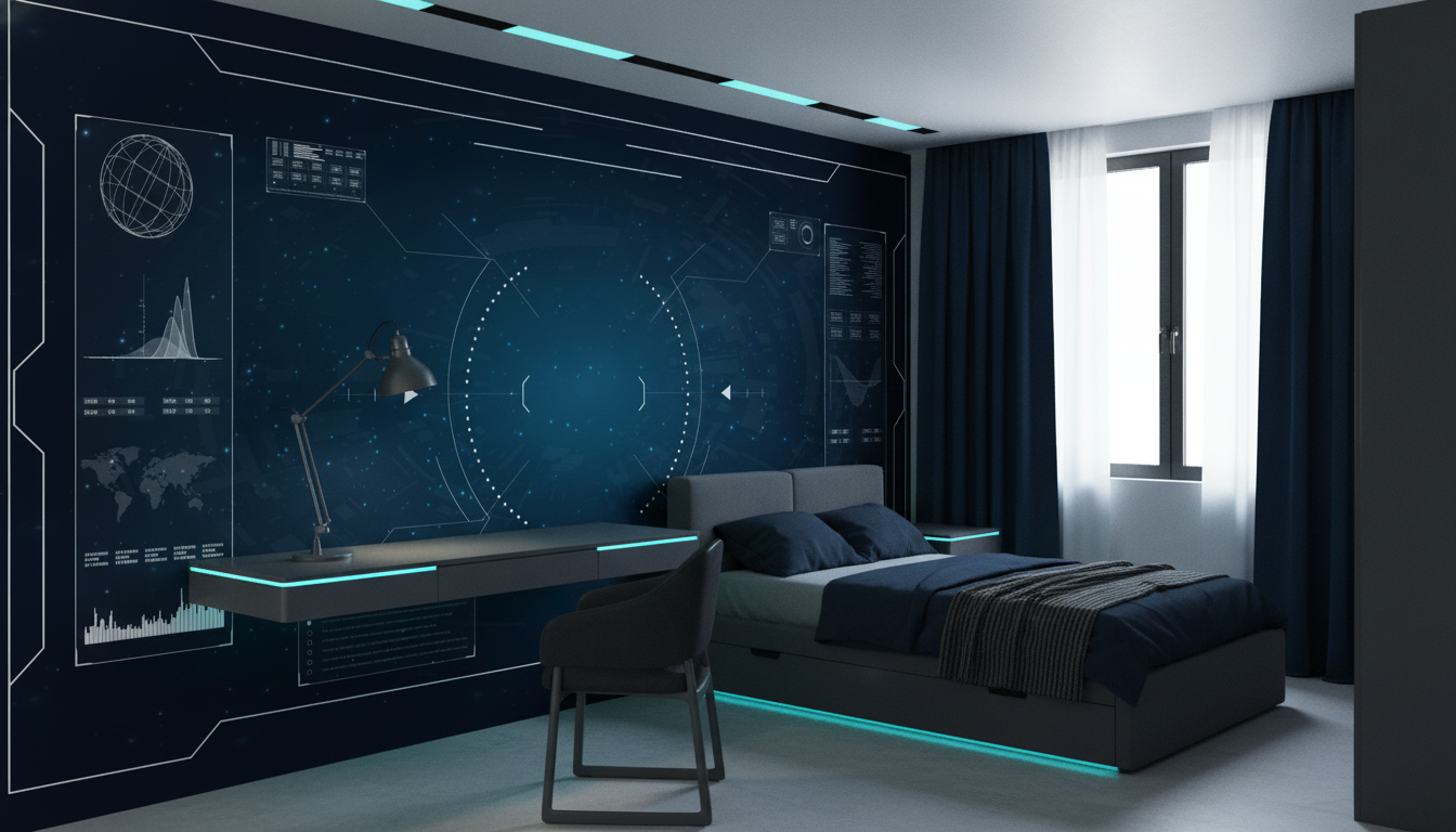 Interface Technologique Futuriste Fond d'Écran Science Fiction Holographique - Chambre ado