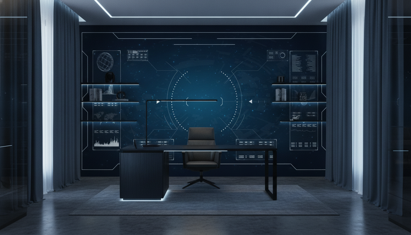 Interface Technologique Futuriste Hologramme Spatial Bleu Numérique - Bureau