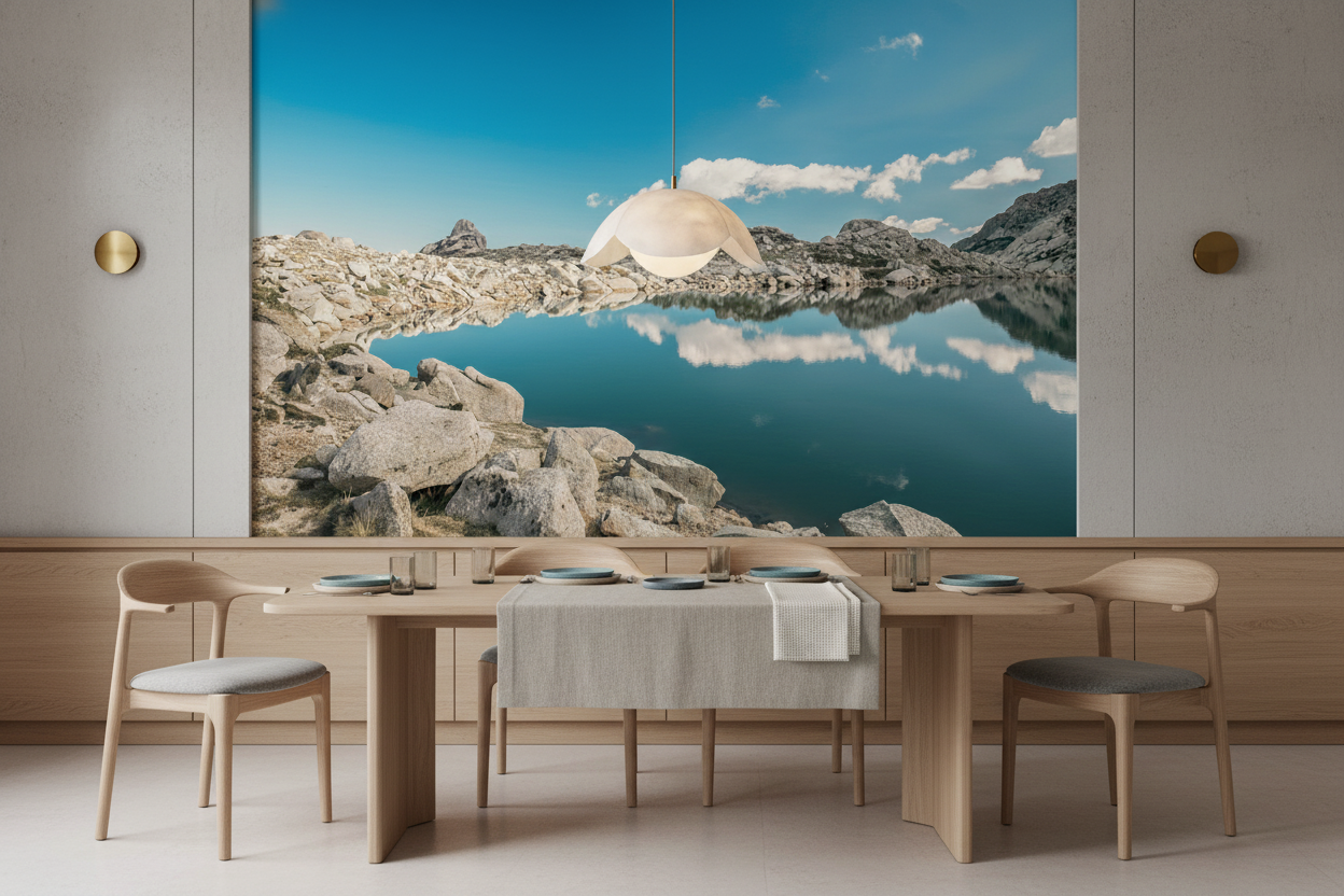 Lac de montagne aux reflets cristallins entre rochers sculptés - Salle à manger