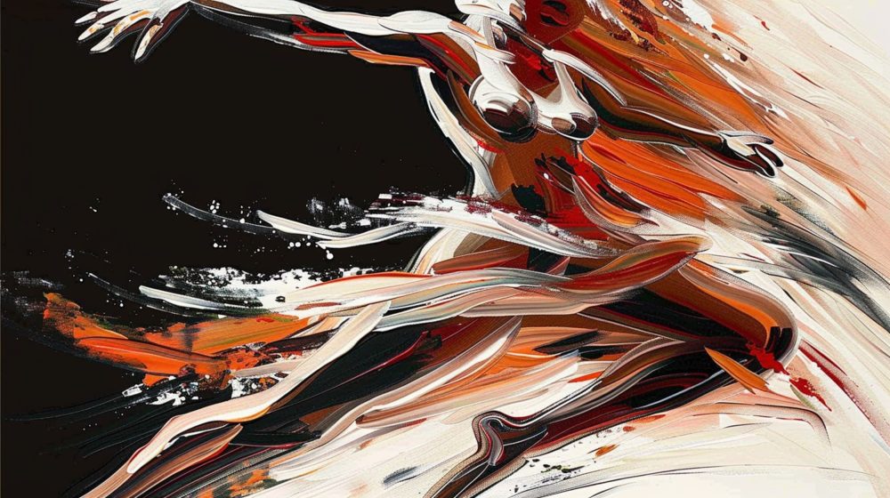 Papier peint abstrait fluide aux nuances chaudes et contrastes sombres
