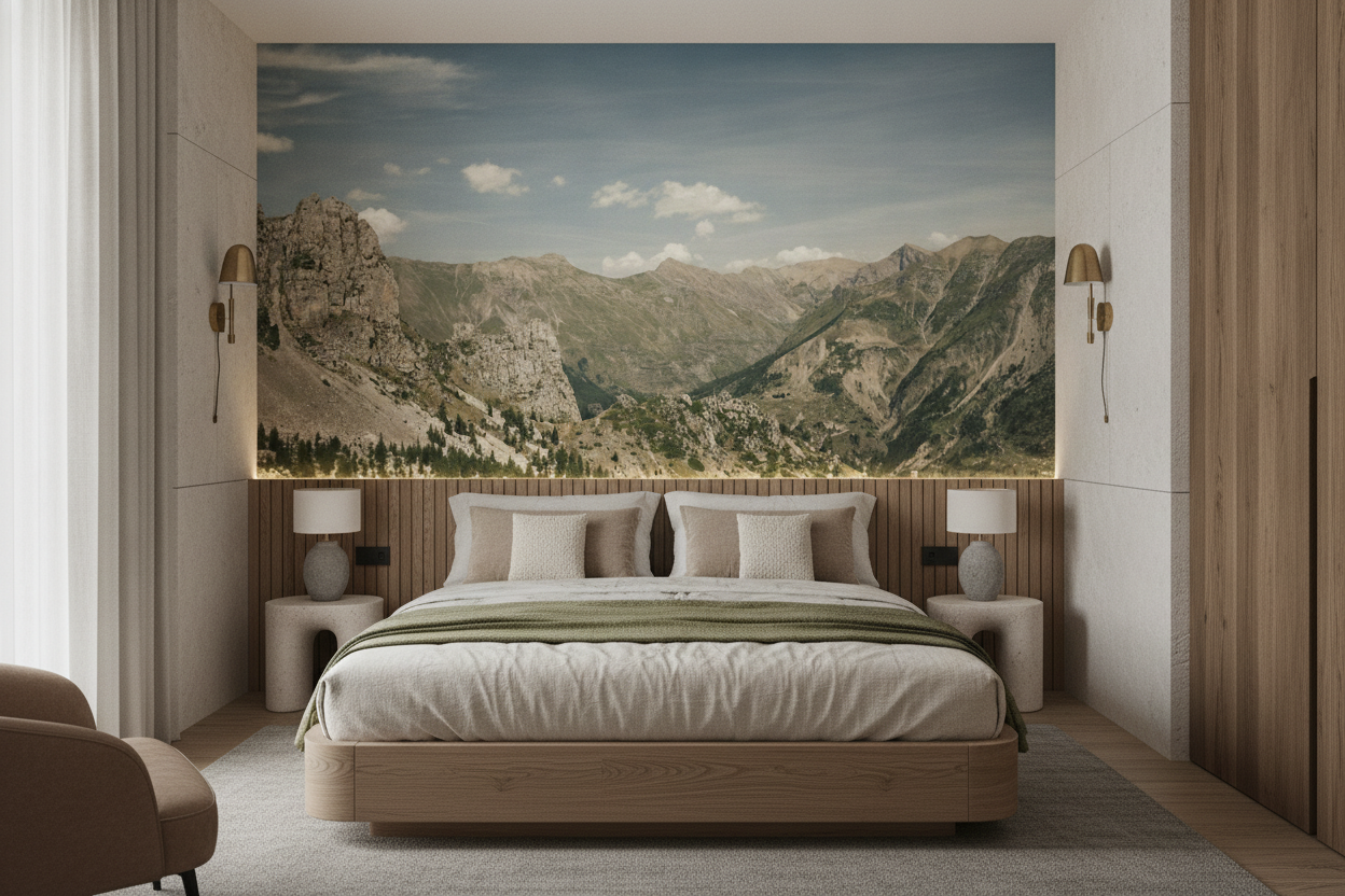 Panorama Montagneux Alpin Vallée Verdoyante et Pics Rocheux Majestueux - Chambre adulte