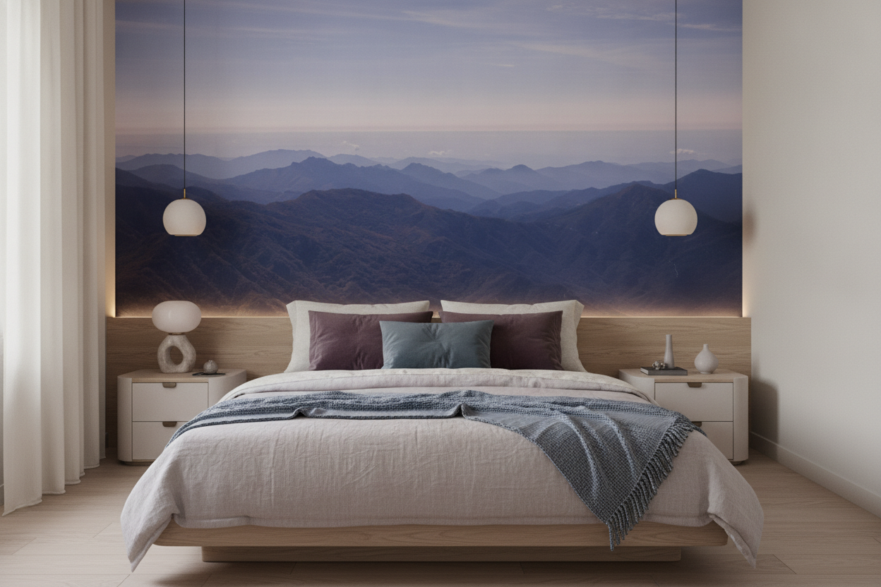 Panorama Montagneux Bleu Violet Paysage Naturel Apaisant Horizon - Chambre adulte