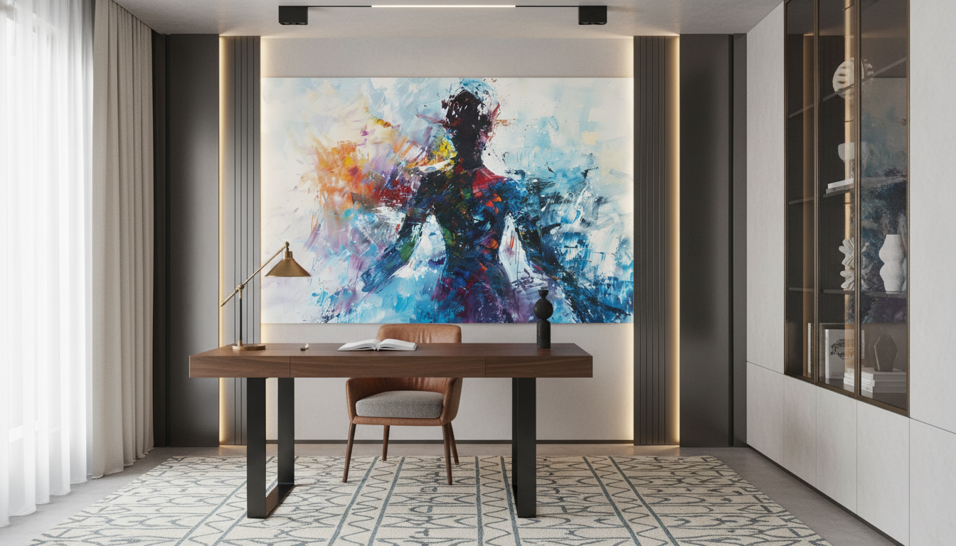 Papier peint abstrait explosion de couleurs dynamique et artistique - Bureau