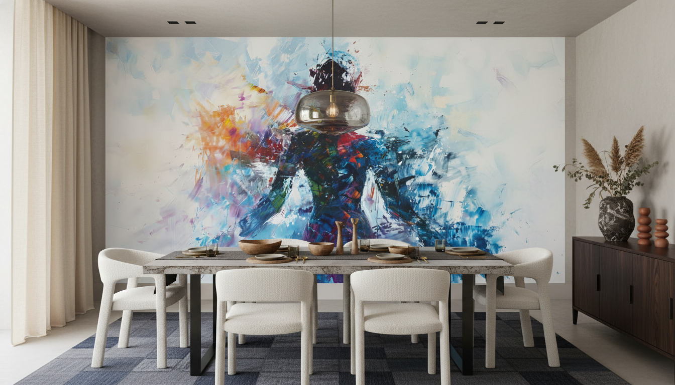 Papier peint abstrait explosion de couleurs dynamique et artistique - Salle à manger