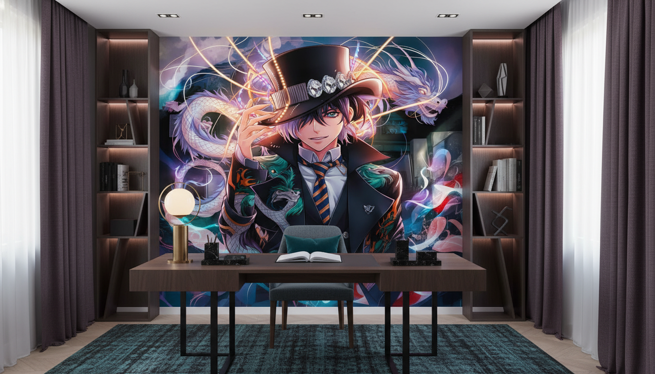 Papier Peint Anime Fantasy Dragons Magiques Style Japonais - Bureau