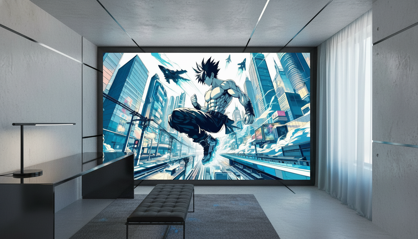 Papier Peint Anime Guerrier Urbain Futuriste Dynamique - Bureau
