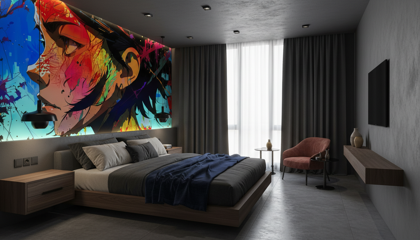 Papier peint anime street art explosion de couleurs vibrantes - Chambre adulte