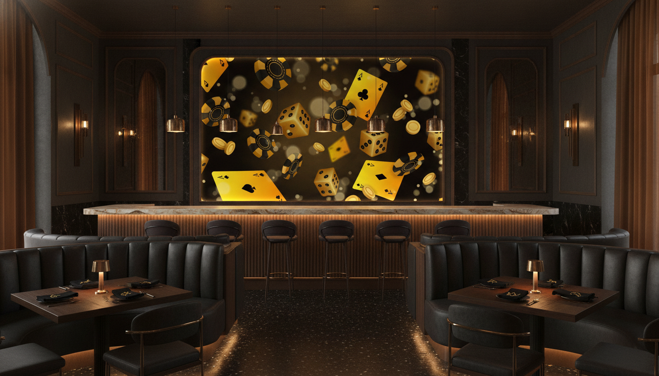 Papier Peint Casino Luxe Poker Cartes Dés Dorés - Restaurant