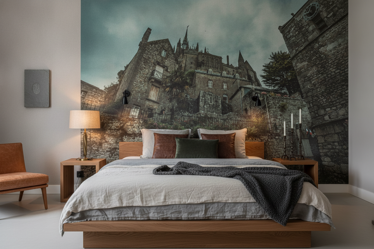 Papier Peint Château Médiéval Gothique Atmosphère Mystérieuse - Chambre adulte